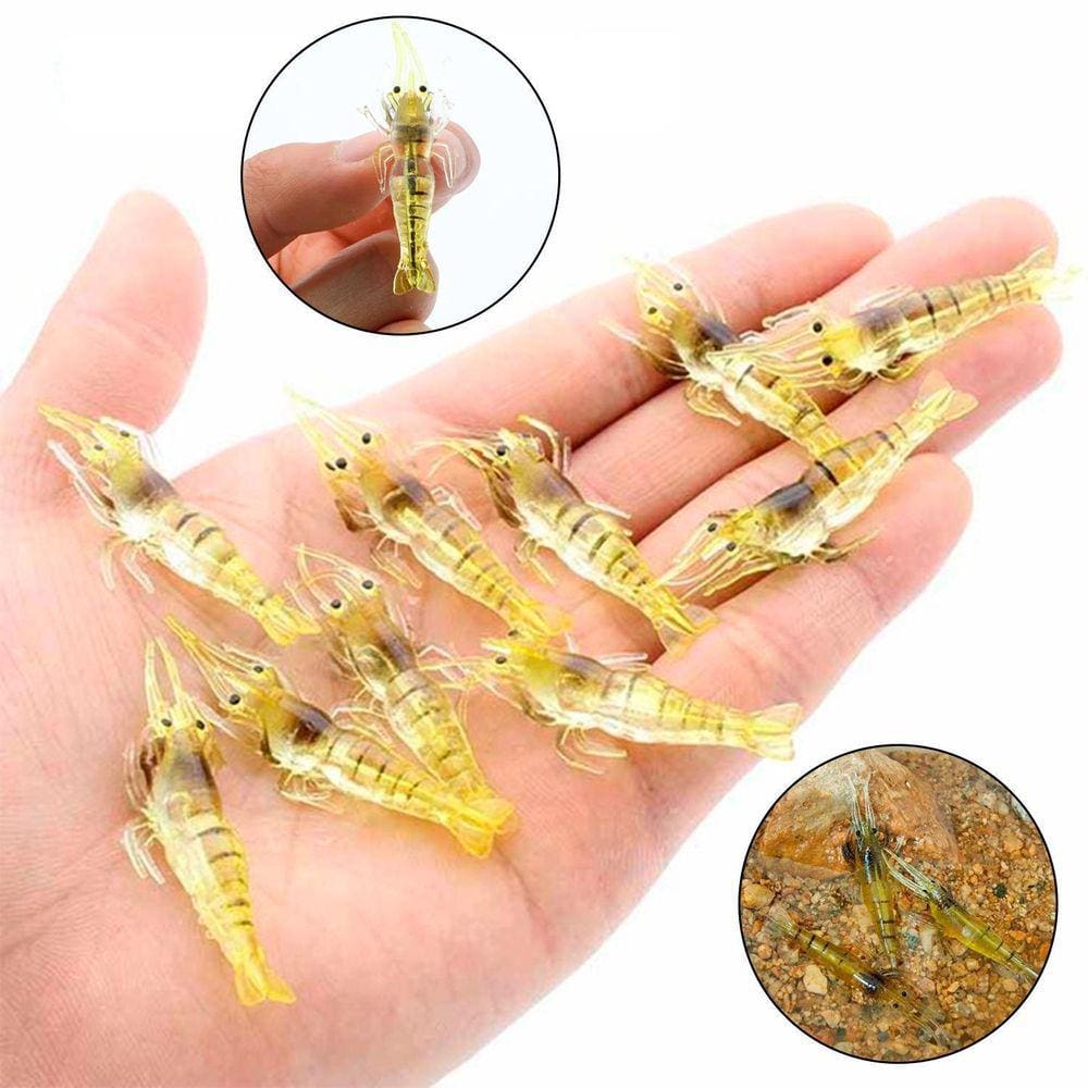 10 Isca Artificial Aromatizada Camarão Silicone Anzol Pesca
