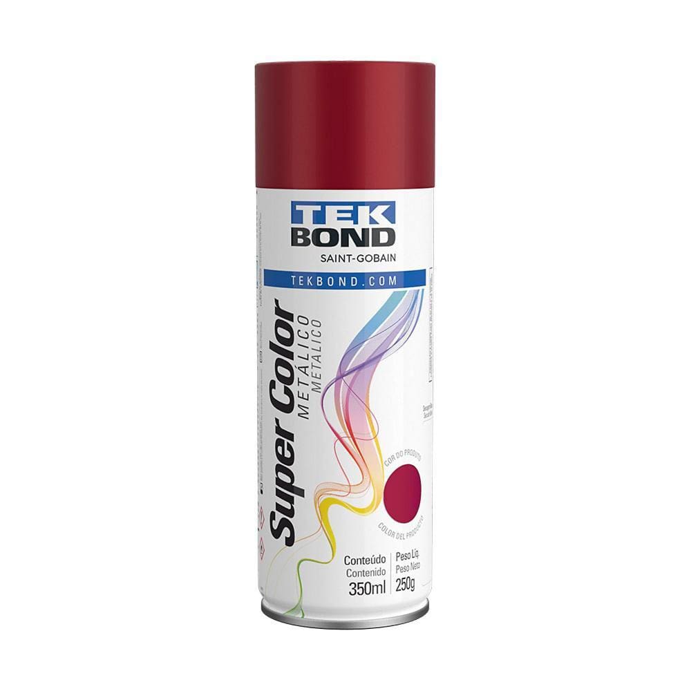 Tinta Spray Vermelho Metálico 350ml 250g Tekbond