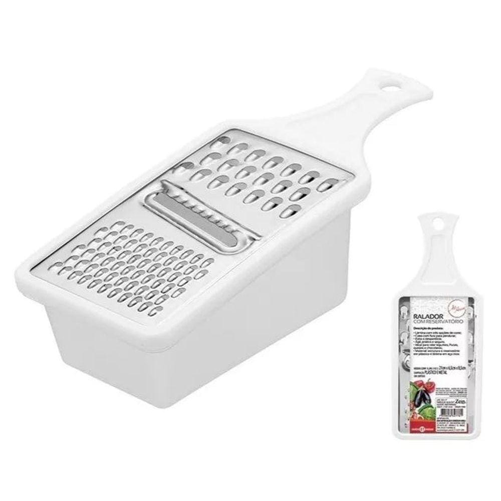 Ralador de Legumes Queijo Inox com Recipiente Plastico Manual - Lamina 3 cortes - PANAMI
