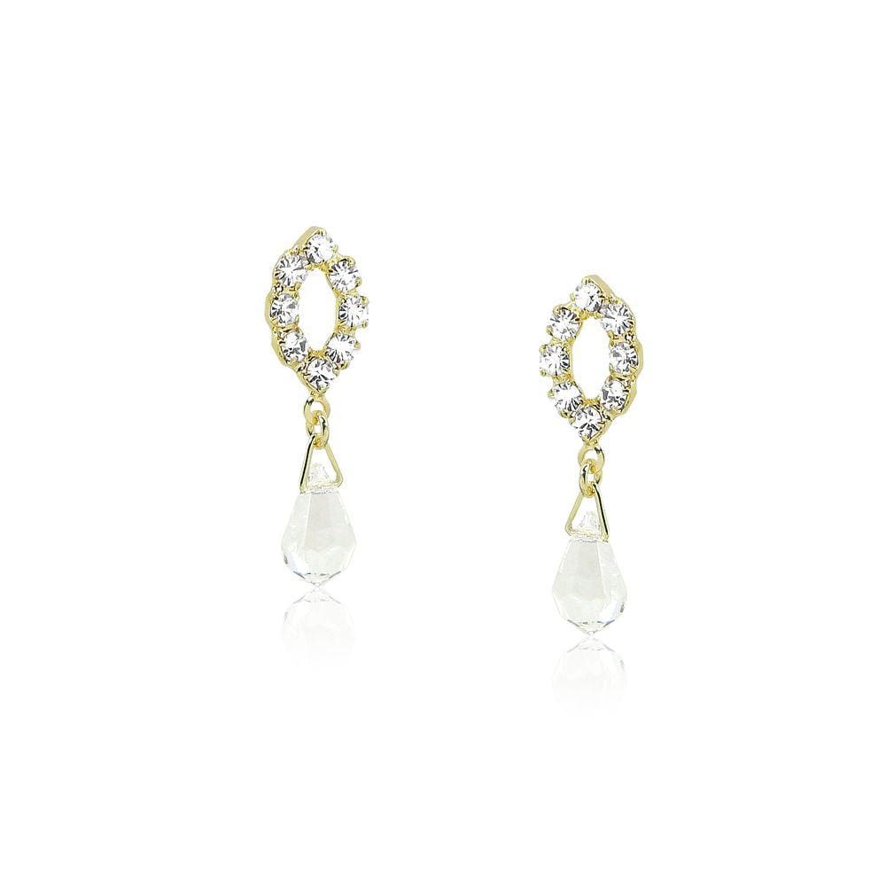 Brinco Ponto de Luz Cristal Folheado a Ouro 18k Hipoalérgico