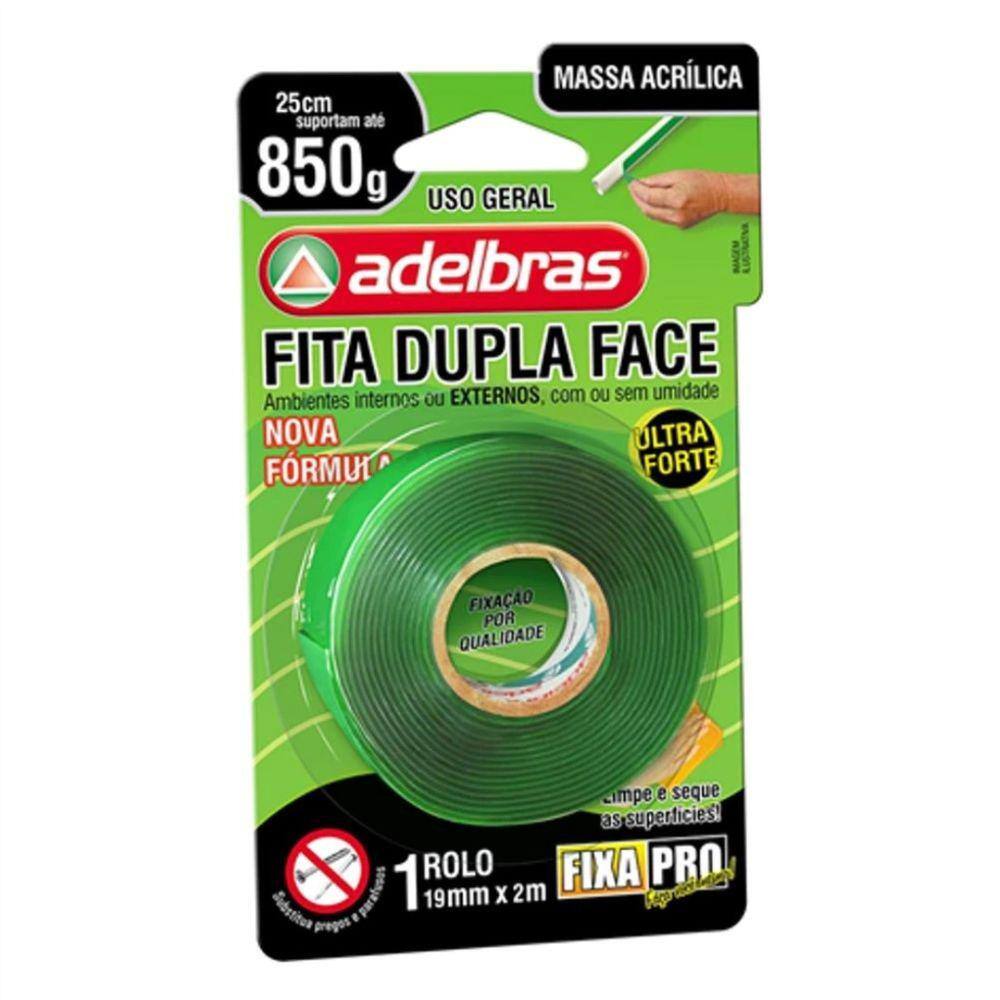 Fita Dupla Face Massa Acrilica Fixa Pro 19mm x 2m Adelbras