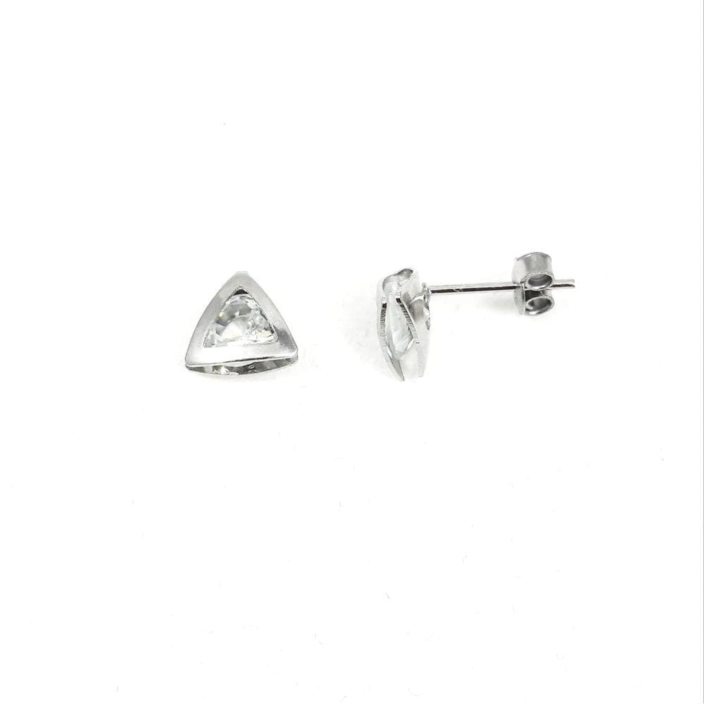 Brinco Triângulo c/ Pedra de Zircônia Aço Inox Hipoalérgico