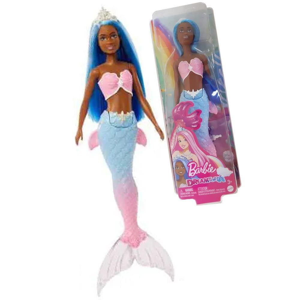 Barbie Sereia Morena com Cauda Azul - Mattel 