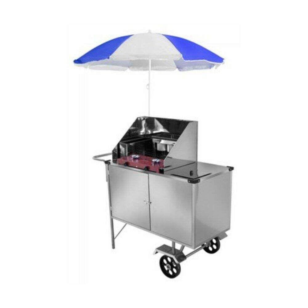 Carrinho de Tapioca Inox com Guarda Sol Rodas Maciças Cefaz