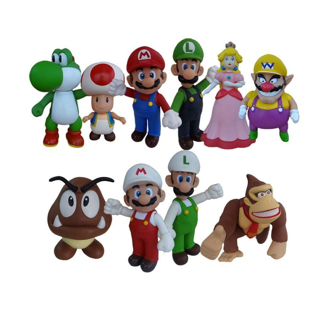 10 Pcs Super Mario Luigi Yoshi Toad Princesa Wario Dk Goomba