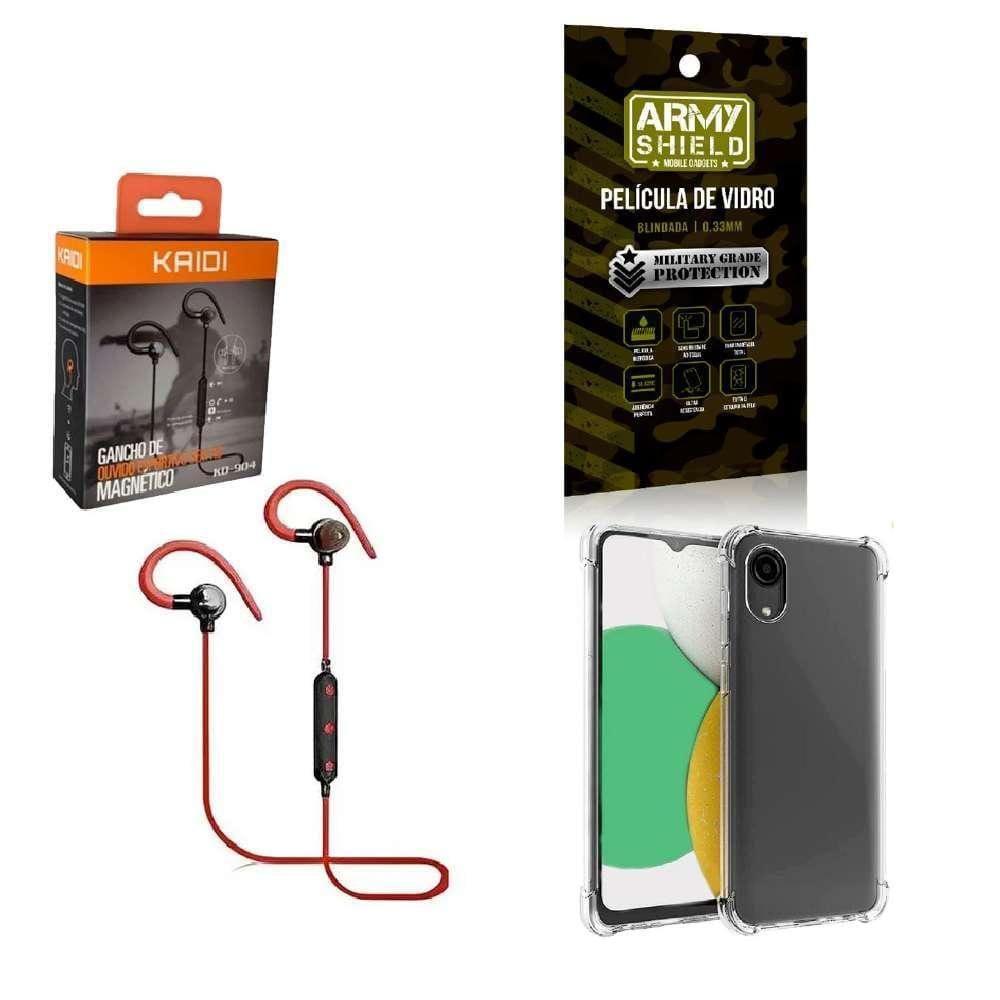 Kit Capinha Samsung A03 Core Fone Bluetooth E Película 3D