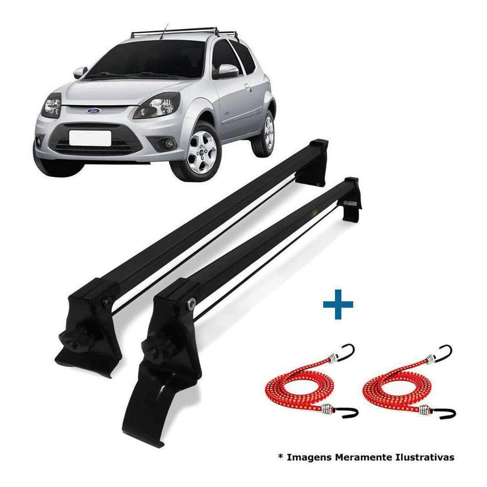 Rack De Teto Bagageiro + 2 Elasticos Ford Ka 2008 A 2013
