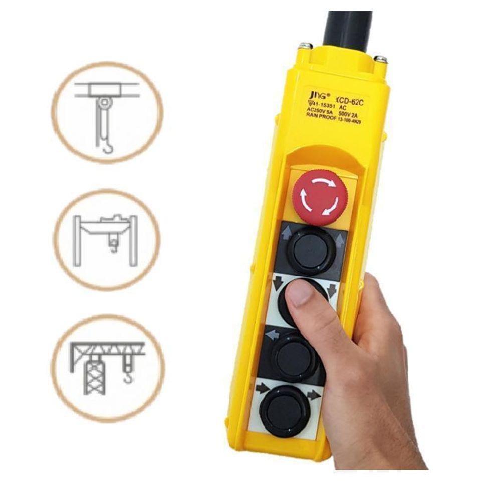 Botoeira Pendente 4 Botões + Emergência 5A/250Vca Ip65