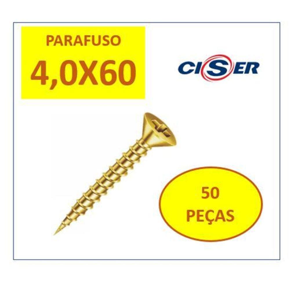 Parafuso Chipboard 4,5X60 Cabeça Chata Para Madeira 50 Un