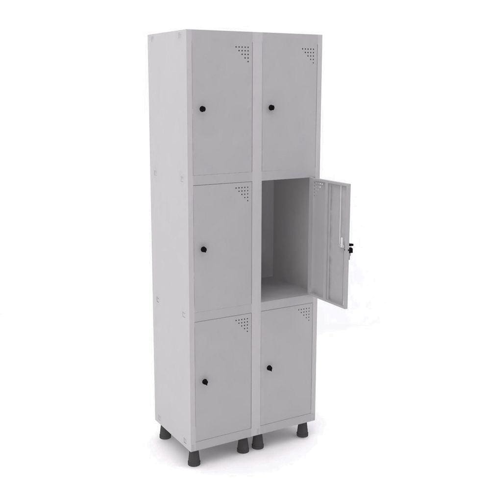 Roupeiro De Aço 2M 06 Portas Pitão Pandin - Cinza
