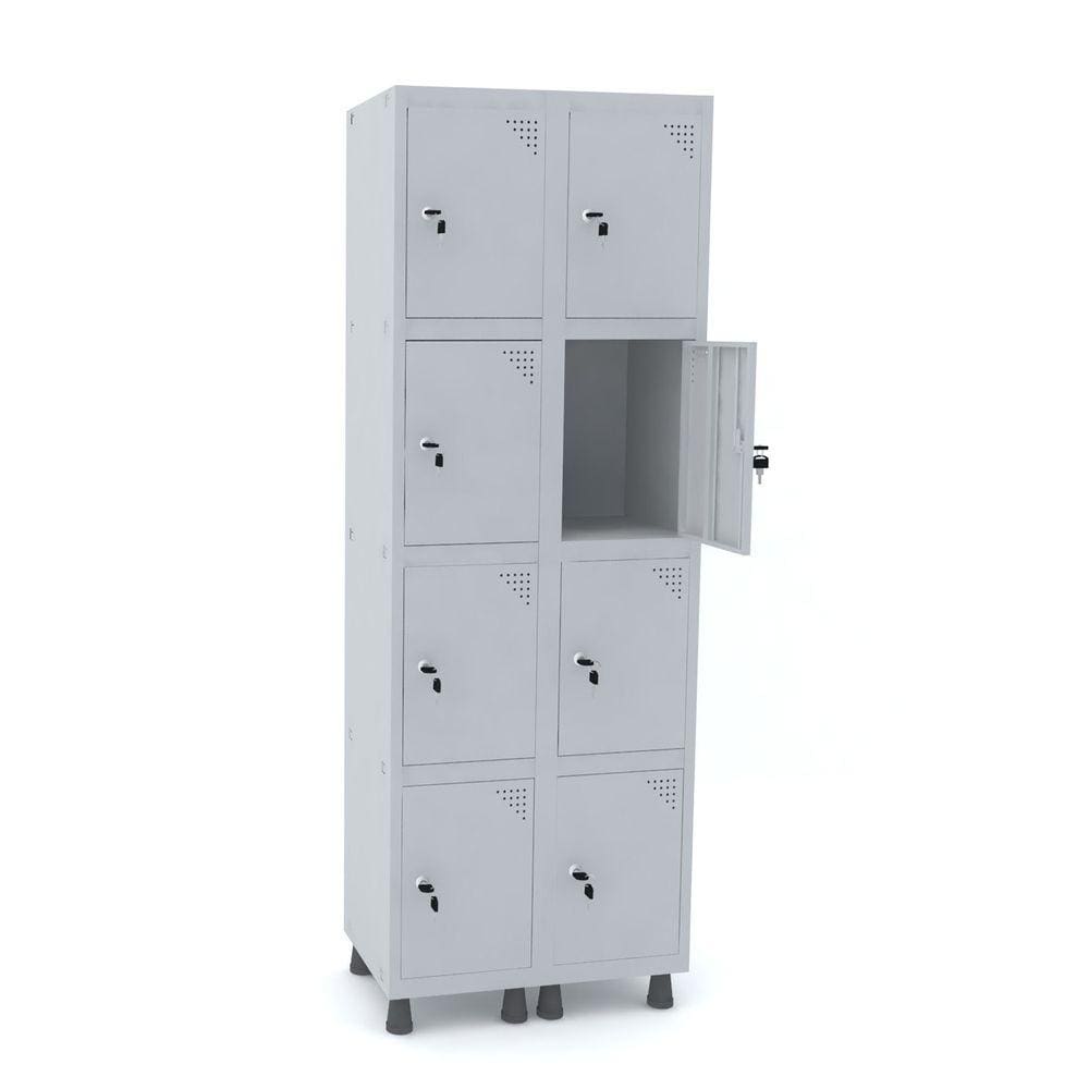 Roupeiro De Aço 2M 08 Portas Fechadura Pandin - Cinza