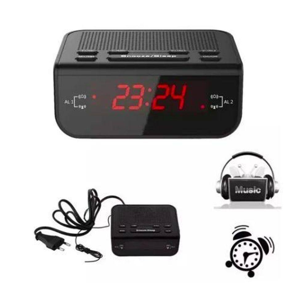 Rádio Digital De Cabeceira Despertador Visor Lcd