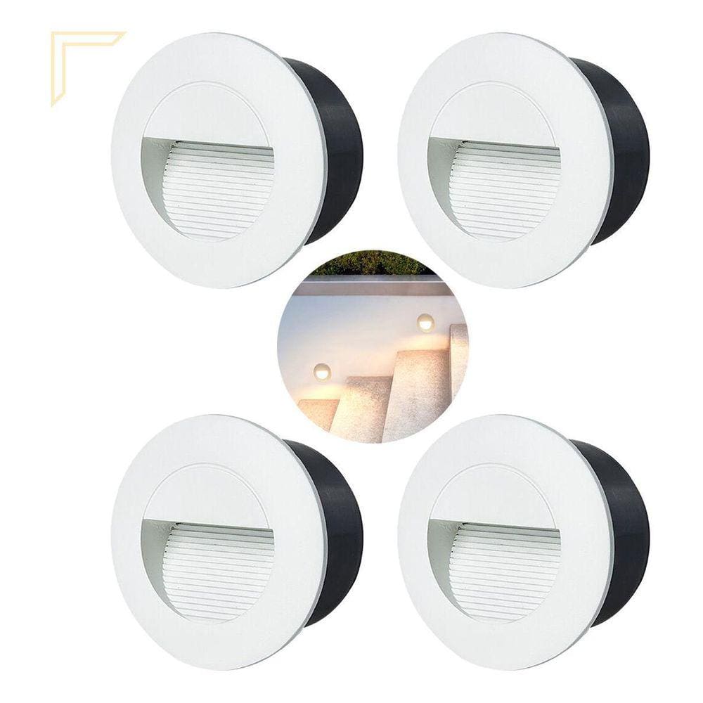 4 Balizador Embutir Redondo Parede Branco Led Escada Lup90