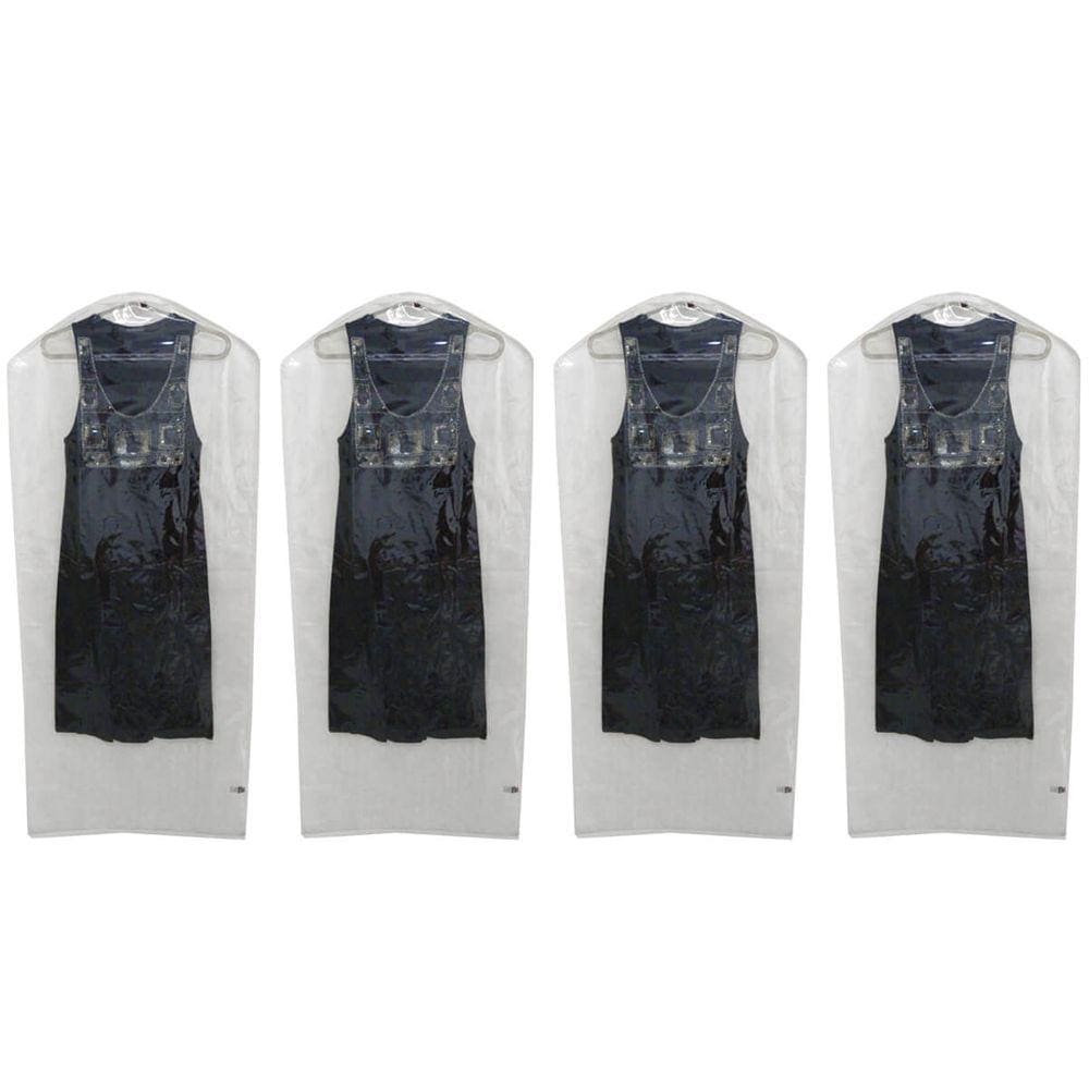 Kit 4 Capas Protetoras Roupas Vestido Terno Jaquetas 55x125cm Transparente e TNT Branco