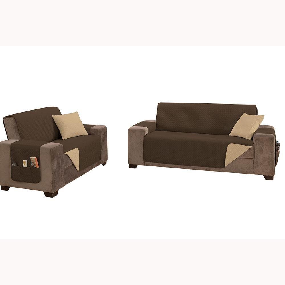 Kit Capa Protetora Sofá 2 E 3 Lugares King Impermeável Dupla