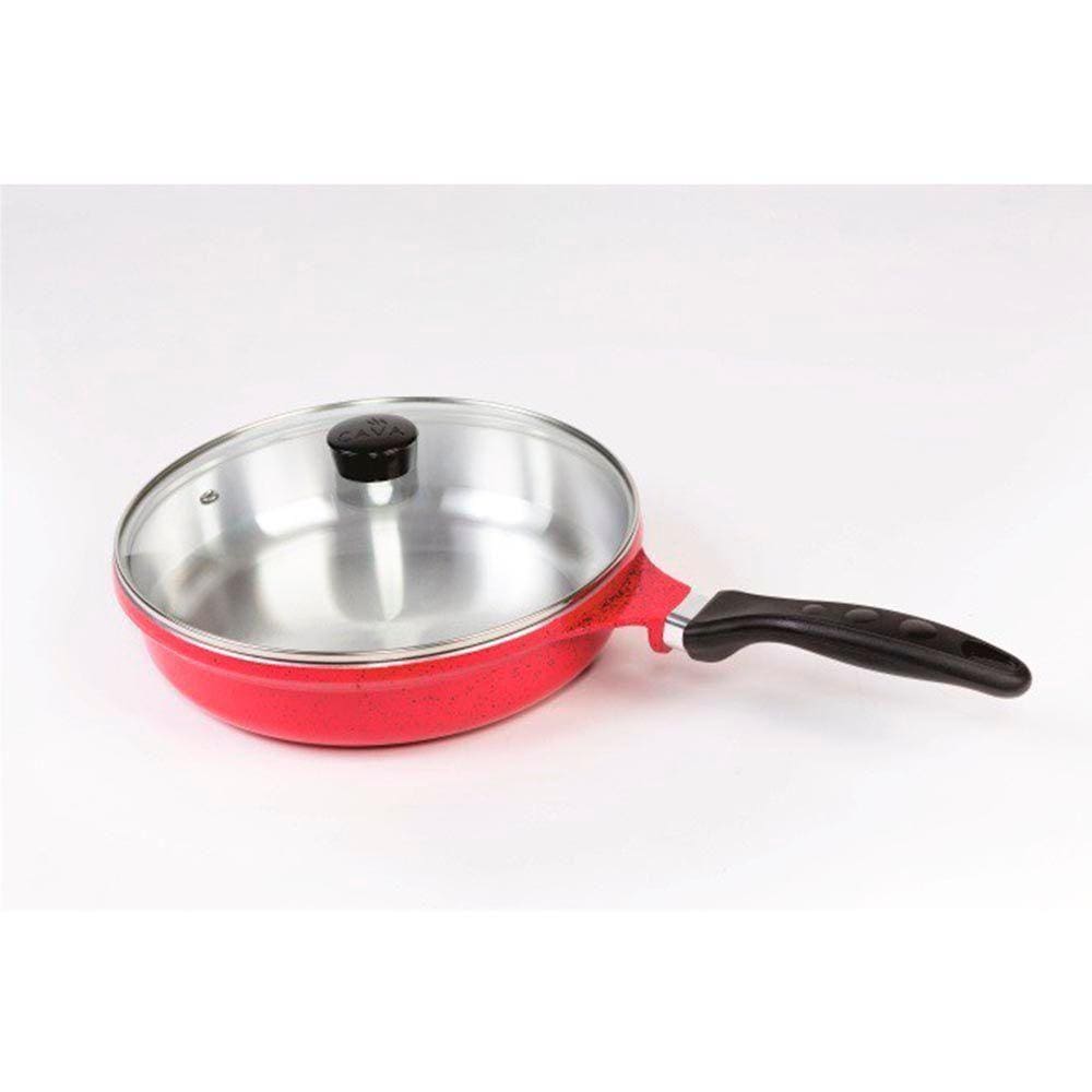Frigideira Tampa De Vidro 24cm Vermelha Cava