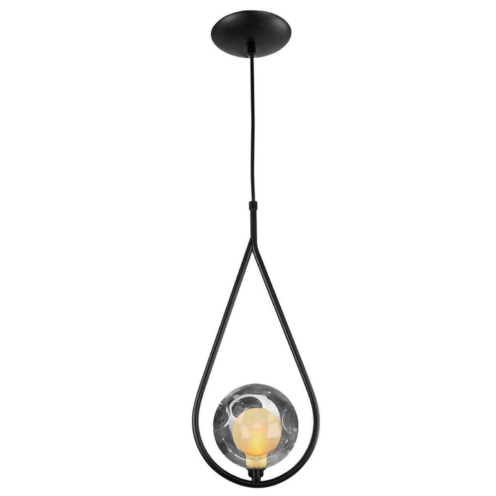 Luminária Pendente Aro Gota Preto Harmony Fumê