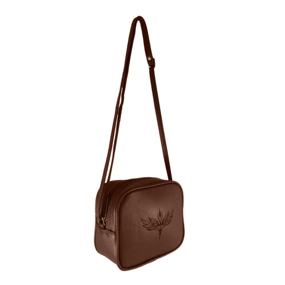 Bolsa Quadrada Topgrife Estampa Ave Fenix Couro Marrom Único