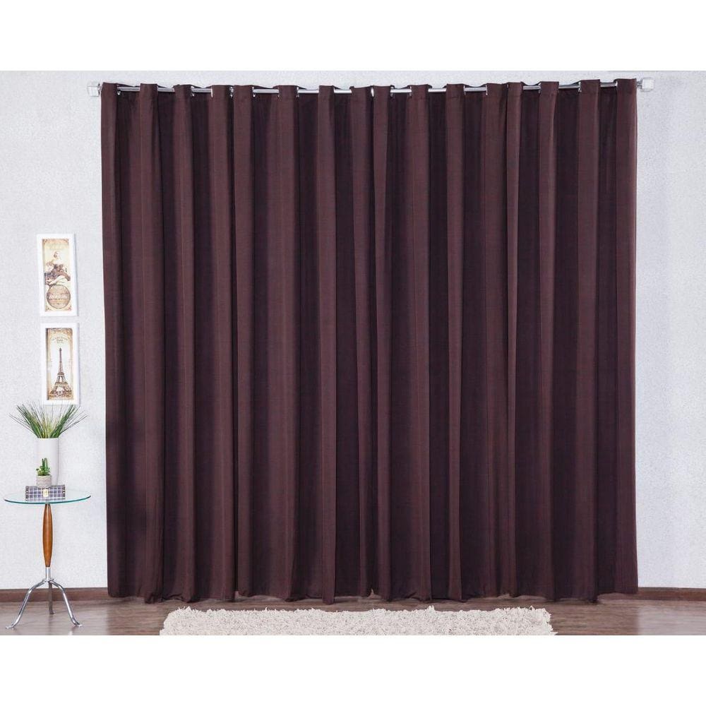 Cortina 300X280 Com Ilhós Pra Sala Malha Gel - Tabaco
