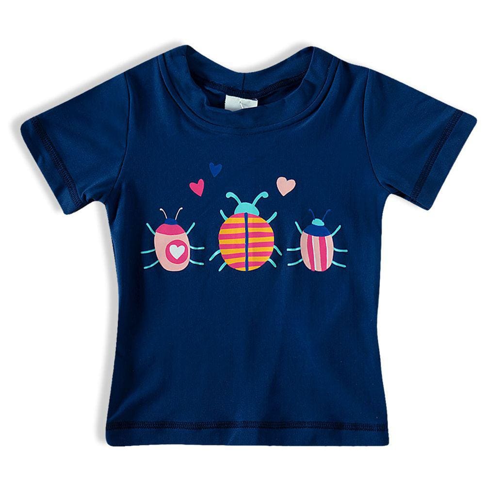 Camiseta Praia Infantil Manga Curta Bugs Marinho Tip Top