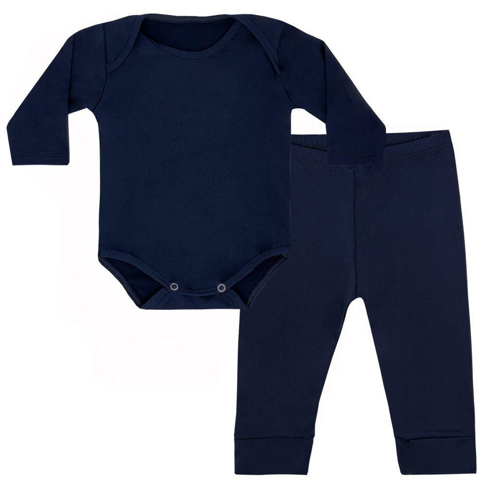 Kit Pijama Térmico Body e Calça Bebê Energy Thermo Dry Marinho Everly