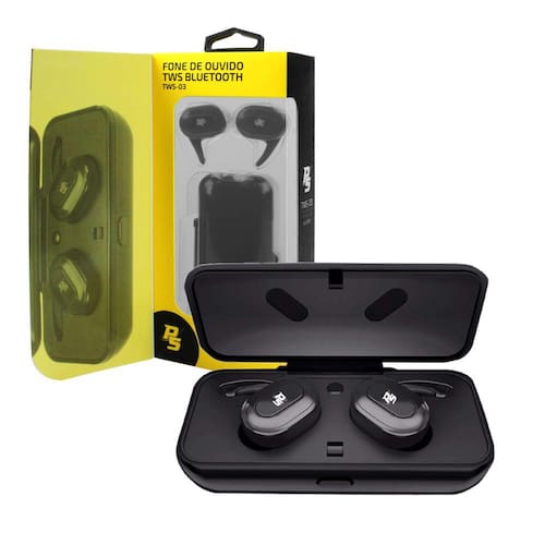 Fone de Ouvido in-ear Sem Fio Estojo Carregador TWS Preto Menor preço em Fone de Ouvido in-ear Sem Fio Estojo Carregador TWS Preto