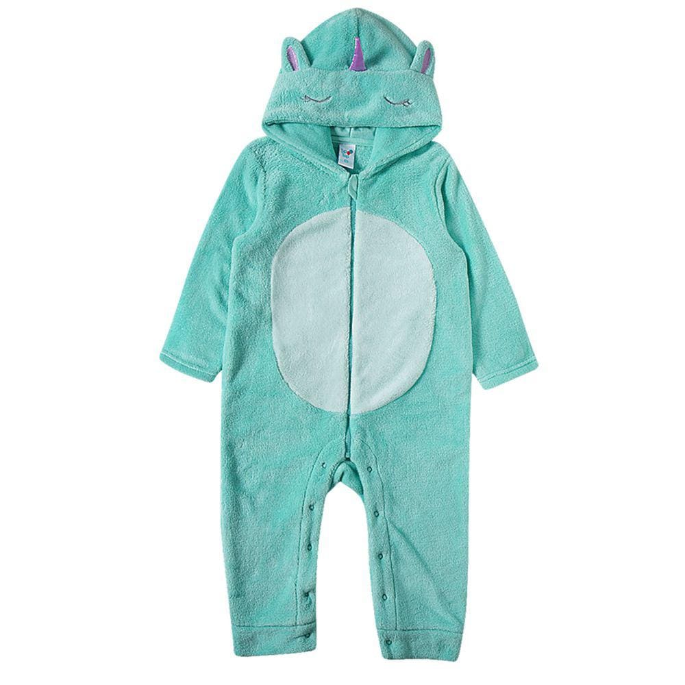 Pijama Macacão Infantil Pelúcia Unicórnio Verde Água Tip Top