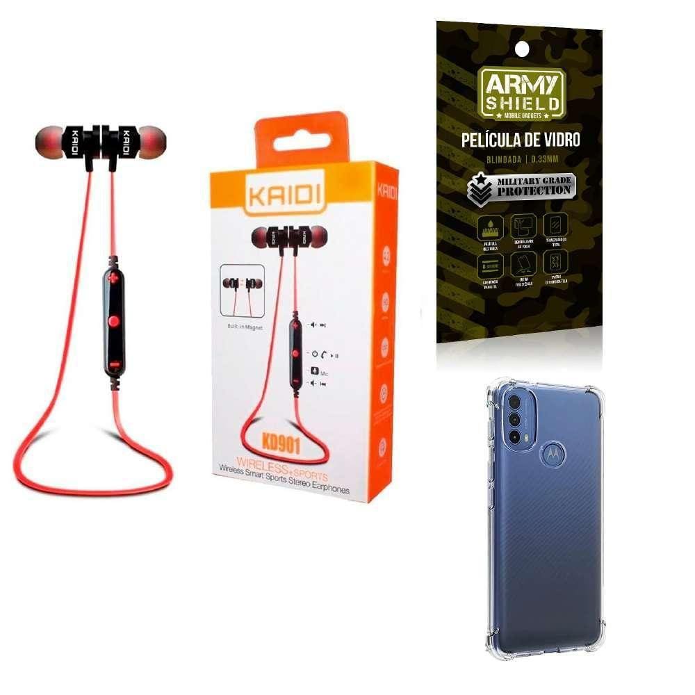 Kit Capa Motorola E40 + Fone Esportivo E Película De Vidro