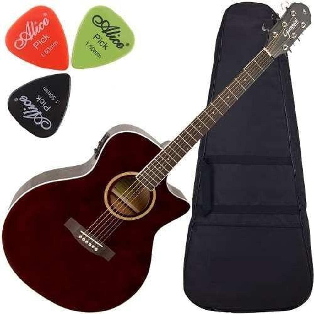 Kit Violão Giannini Eletroacústico Com Afinador Gsf3 Ceq Tdw