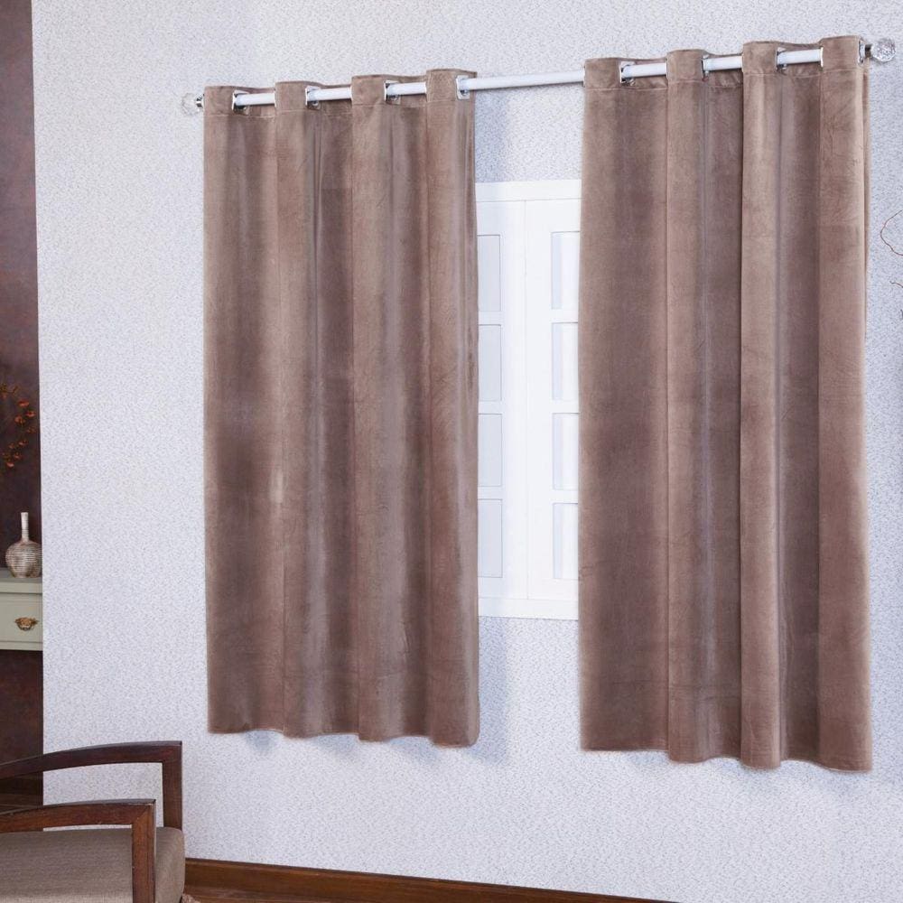 Cortina 200X170 Para Sala De Estar Tecido Suede Avelã
