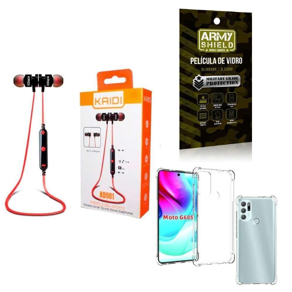 Kit Capa Motorola G60 S + Fone Esportivo E Película De Vidro