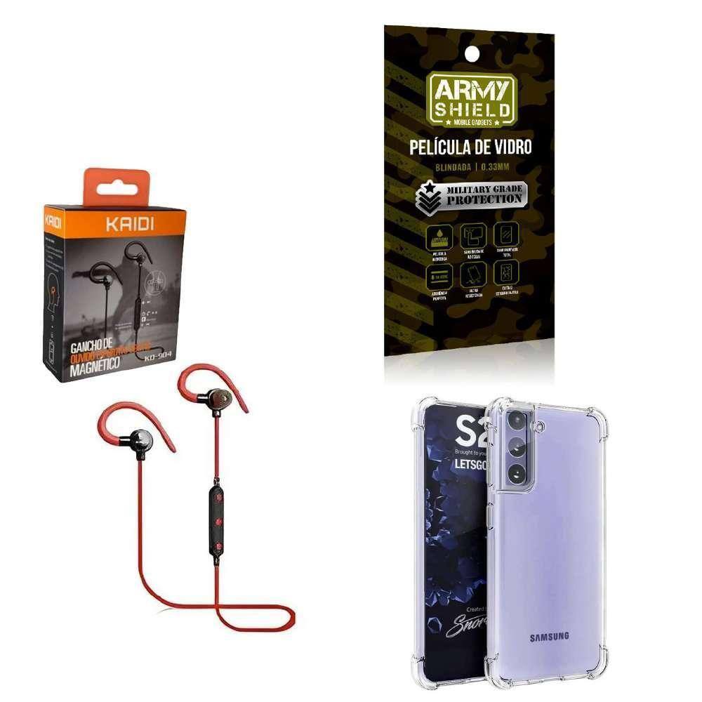 Kit Capinha Samsung S21 Plus Fone Bluetooth E Película 3D