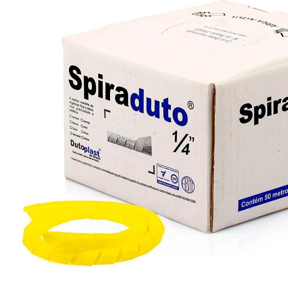 Organizador Fios E Cabos Spiraduto 1/4 Amarelo - 40 Metros