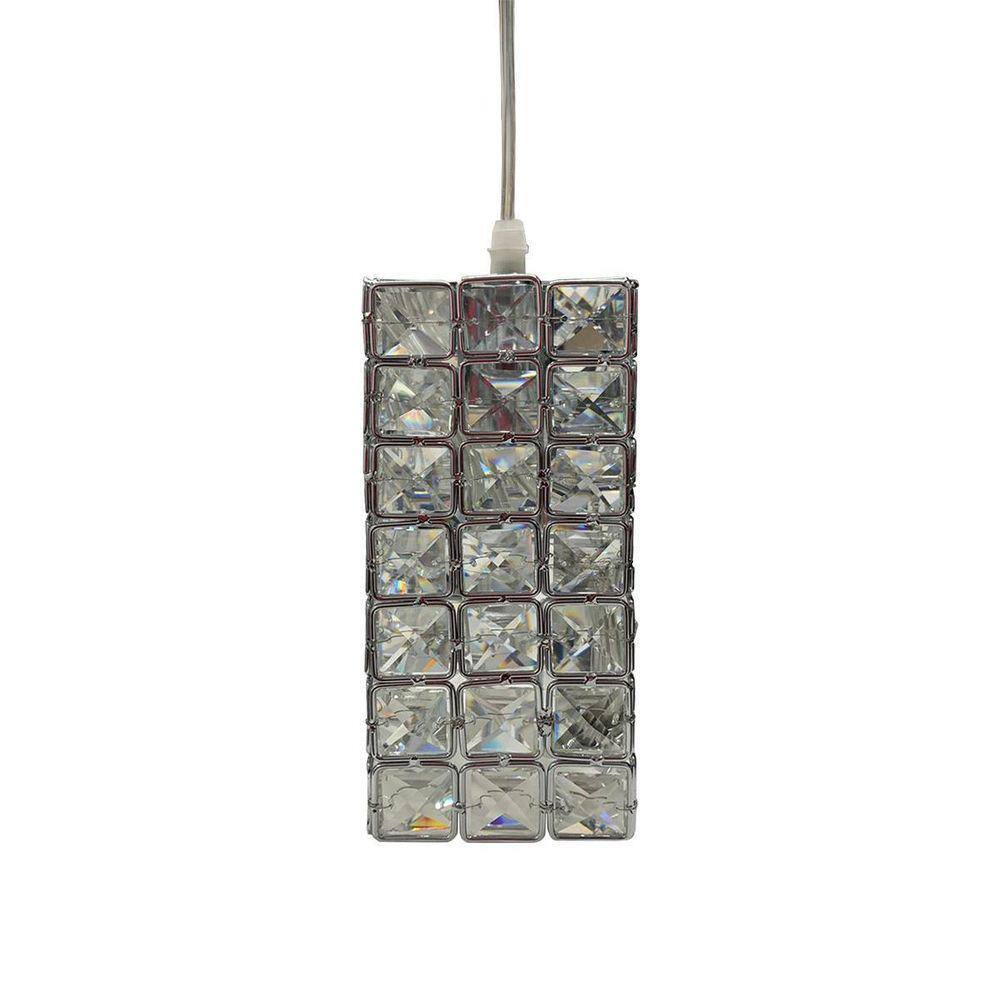 Pendente Cravejado Cristais Elegante Quadrado Soquete E27