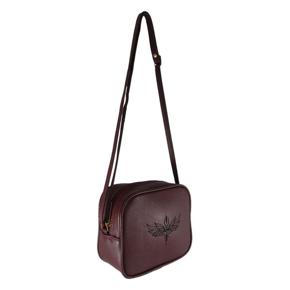 Bolsa Quadrada Topgrife Estampa Ave Fenix Couro Bordô Único
