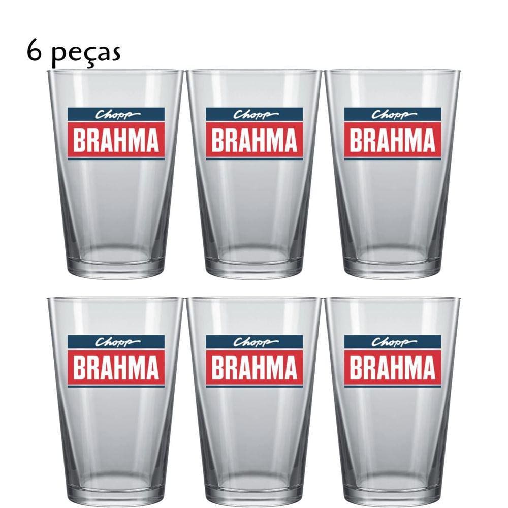 Jogo De Copos Em Vidro 6 Pçs Para Cerveja 350Ml Transparente