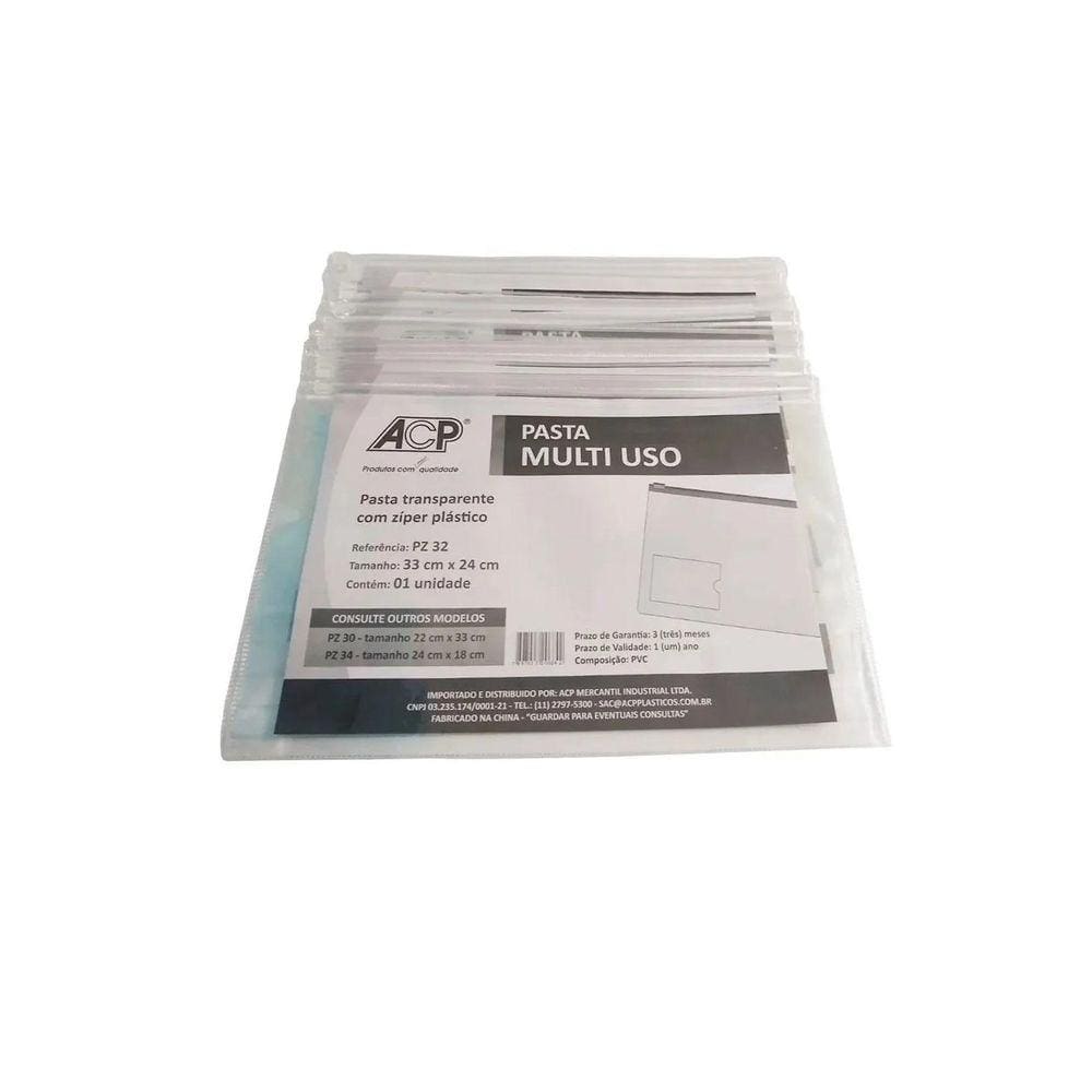 Pasta Malote Multiuso Com Ziper 330X240Mm C/50 Und Pz32 Acp