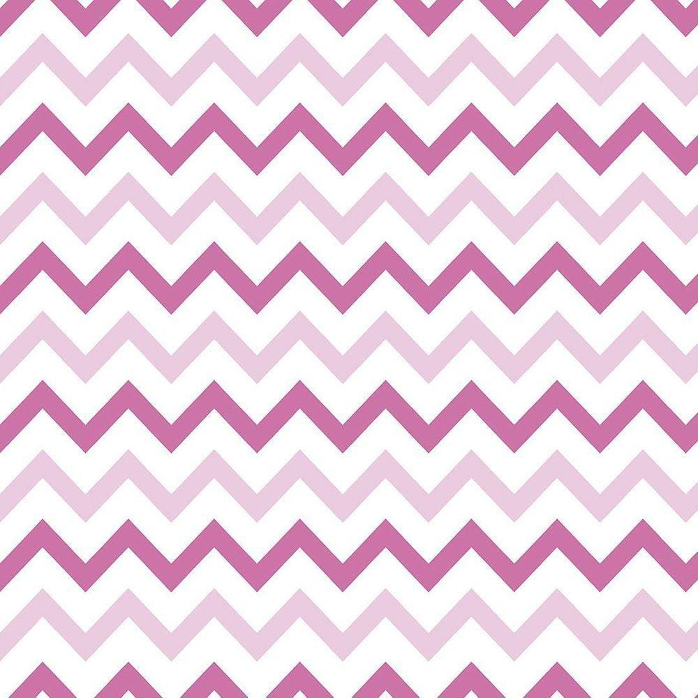 Kit 6 Rolos Papel De Parede Adesivo Chevron Rosa Branco 3,0M