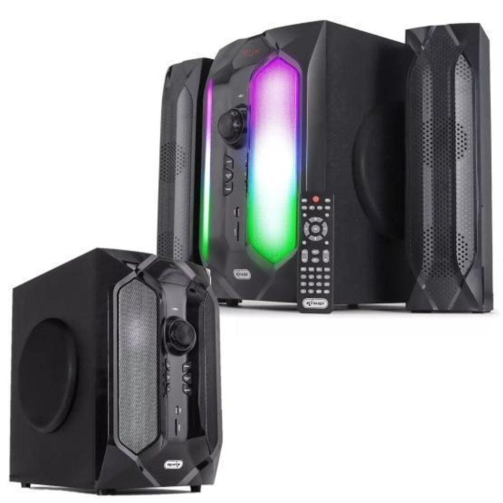 Caixa De Som Subwoofer 2.1 Kp-Ro816 Bluetooth Usb Aux Fm 70W