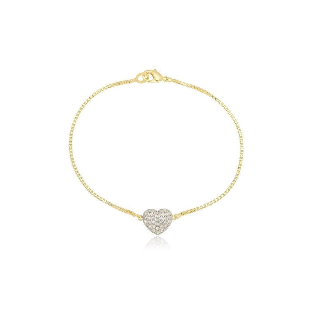 Pulseira Coração Banhada A Ouro 18K