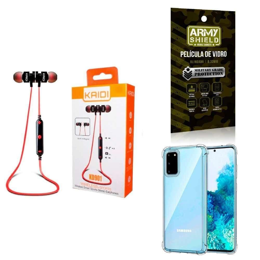 Kit Capinha Samsung S20 + Fone Esportivo E Película De Vidro
