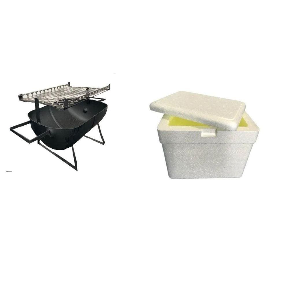 Kit Viagem Férias Churrasqueira + Caixa Isopor Térmica 18L