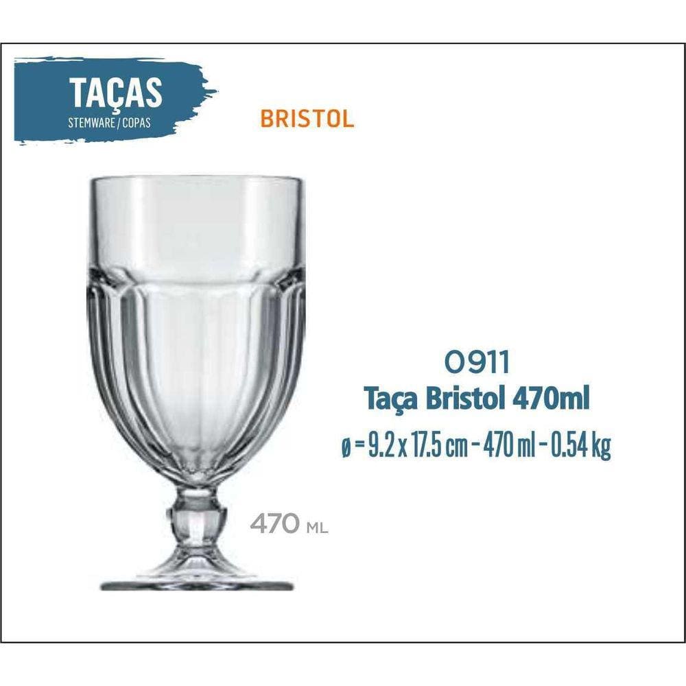 06 Taças Bristol 470Ml - Vinho Sobremesa
