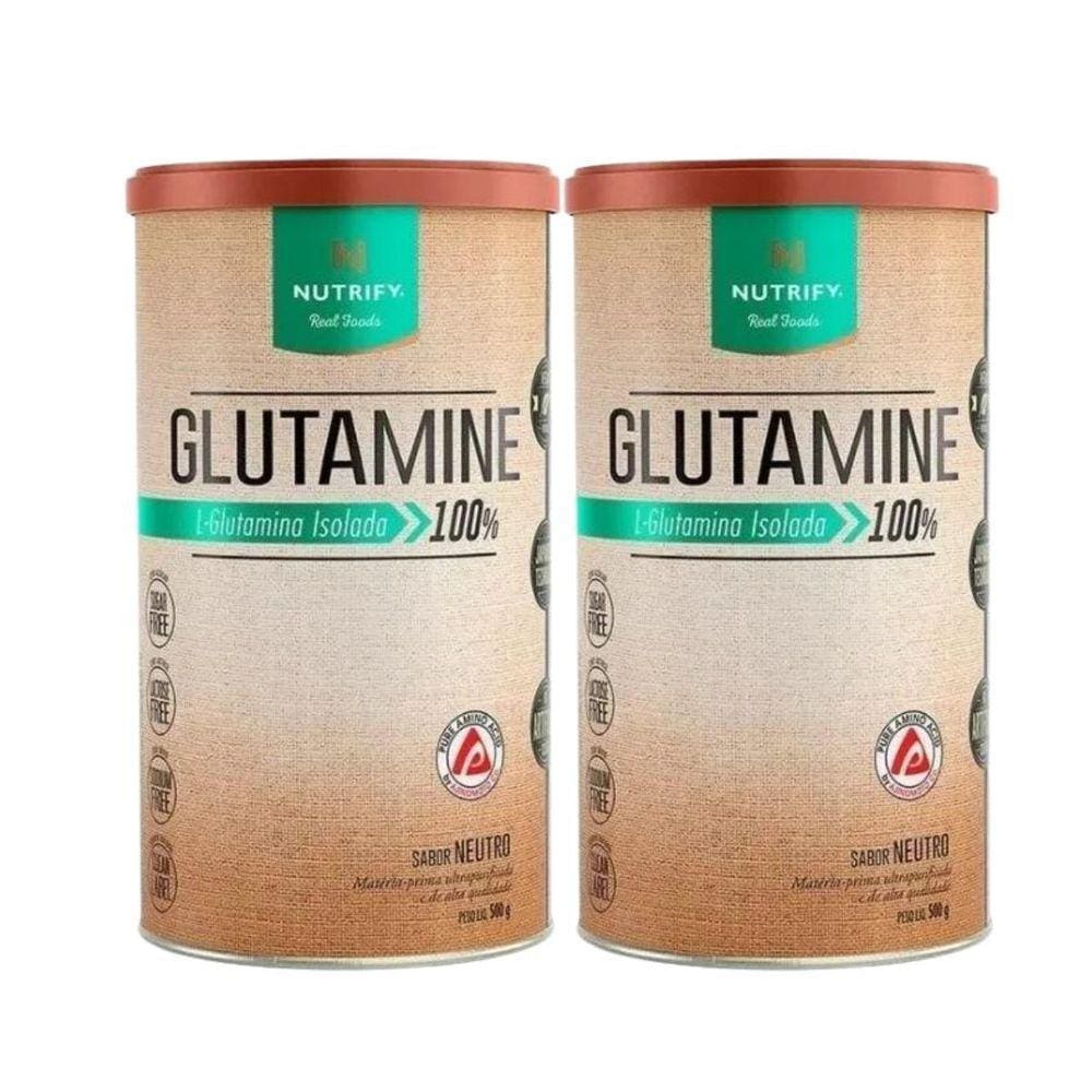 2 Glutamine 500G L-Glutamina Pura Isoada Vegana - Nutrify