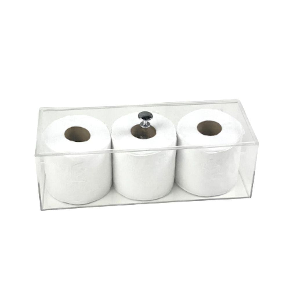 Porta Papel Higienico De Bancada Em Acrilico Para 3 Rolos