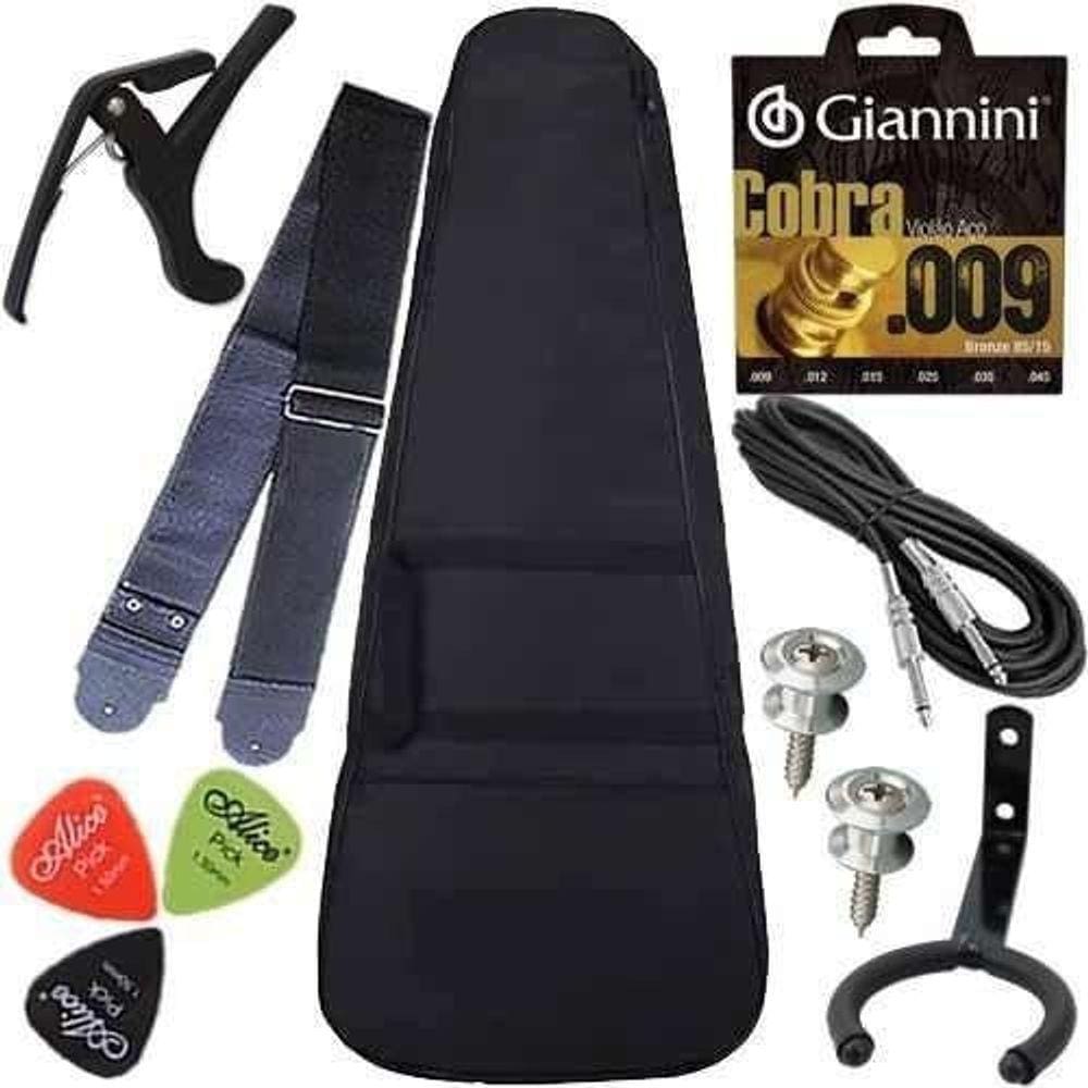Kit Capa Violão Nylon Acolchoada Multi Acessórios Completo