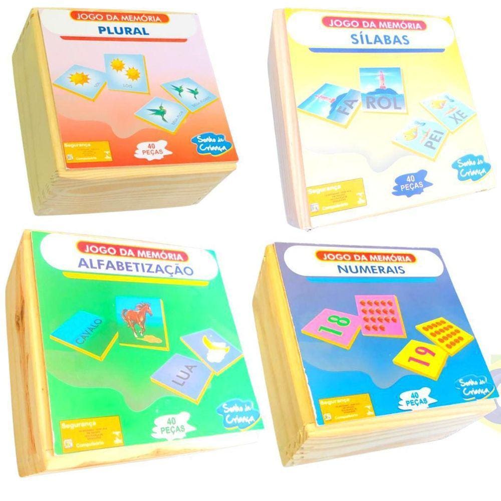 Jogos Da Memória Kit 4 Jogos Para Alfabetização Educativos