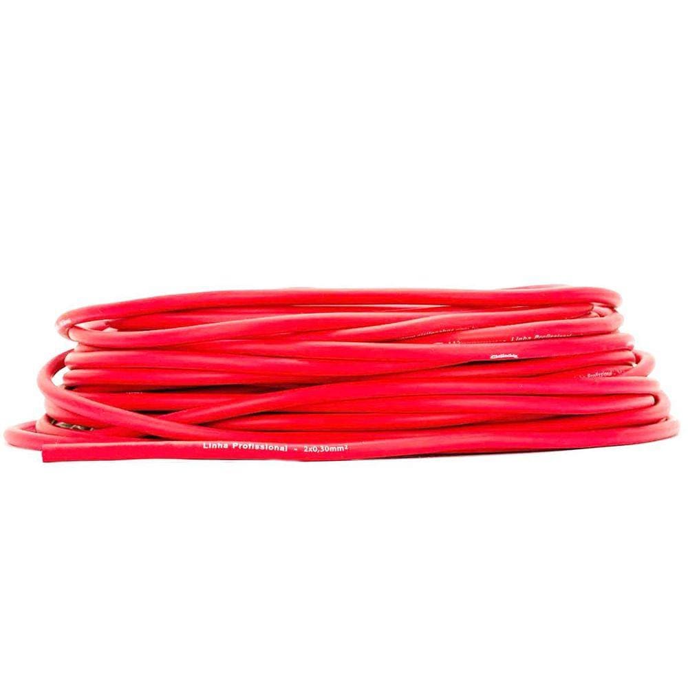 Cabo Microfone Profissional 2X0,30 Vermelho - 100 Metros
