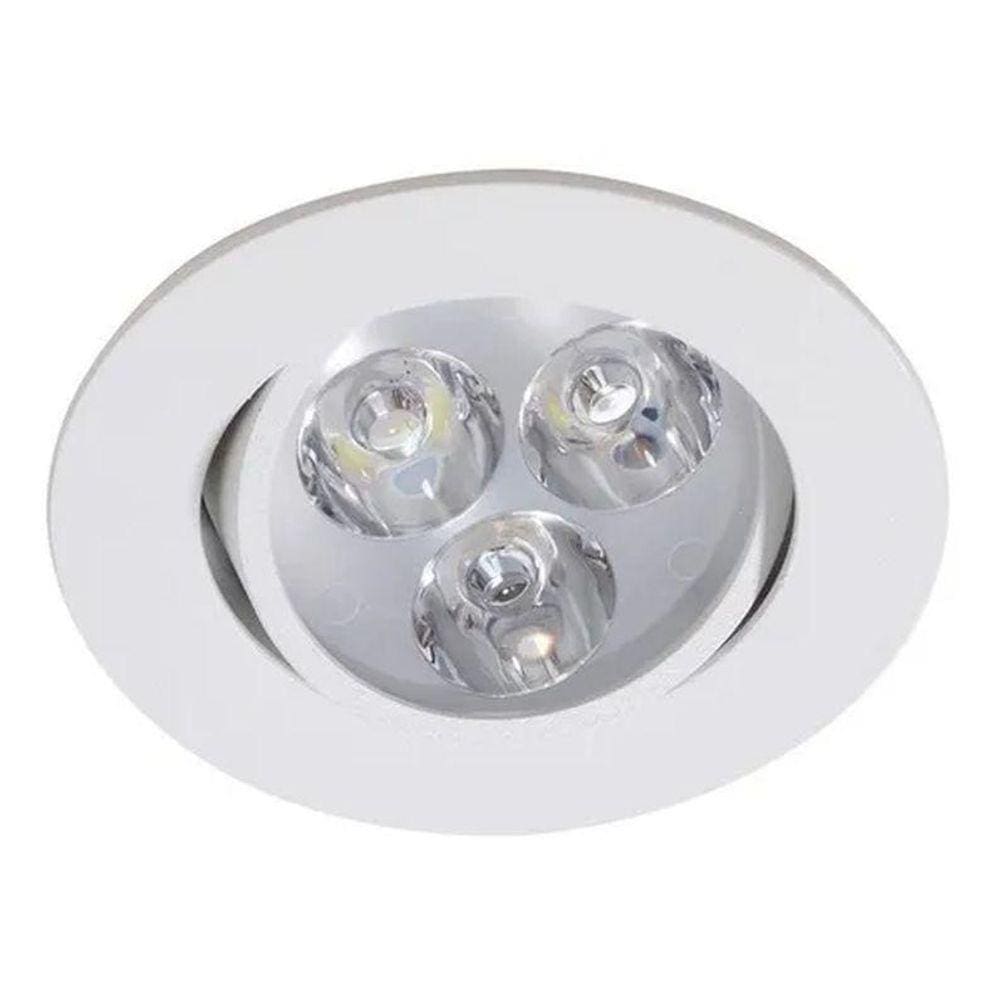 Kit 10 Spot Led Embutir Redondo Direcionavel 3W Branco 6500K