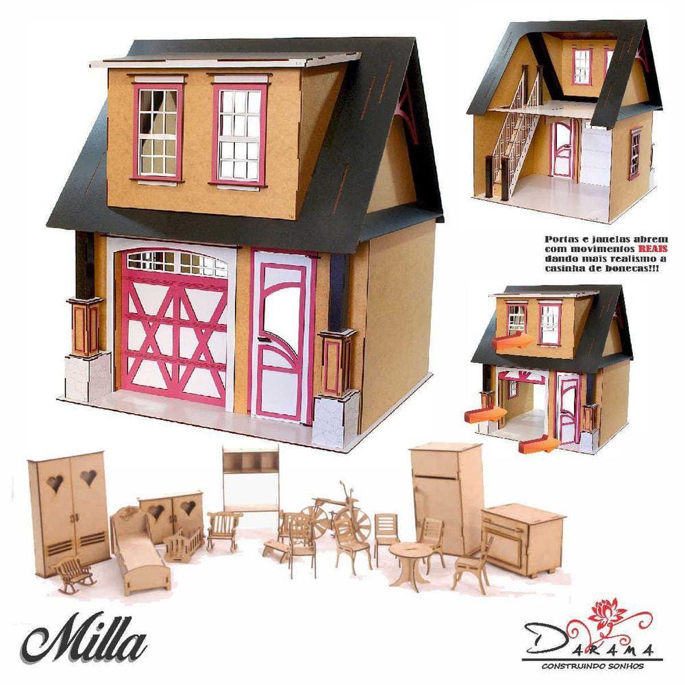 Kit Casa Boneca e Móveis Escala Barbie Emily P+P – Darama – Loja